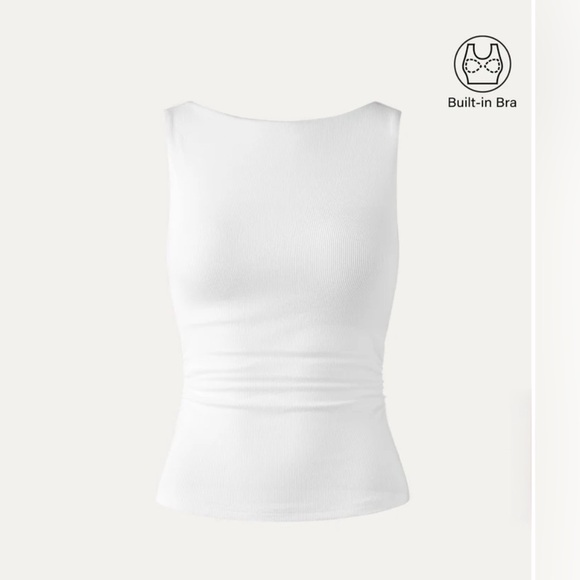 NWT - OGL Classic White Tank Top - built in bra with removable pads - Picture 4 of 7